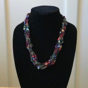 New Adjustable Ladder Ribbon Necklace - New Rainbow